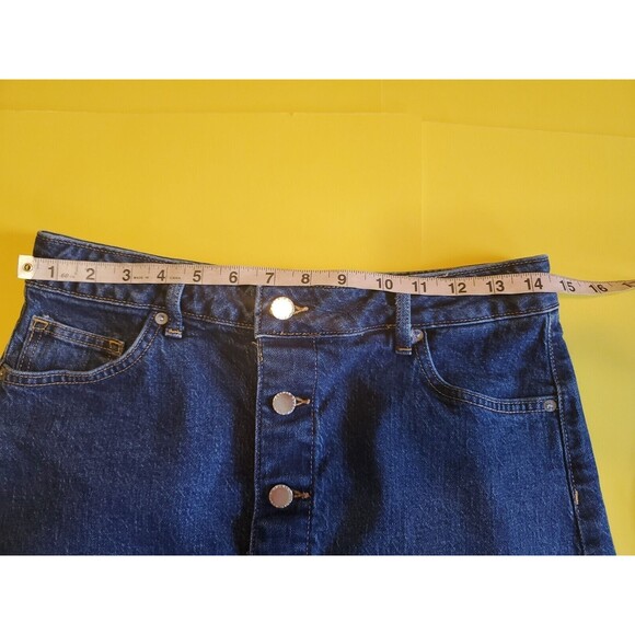 Womens Size 10 Raw Hem Skirt Button Denim Short Above Knee Dark Wash By H&M - Picture 7 of 9